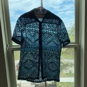 ASOS sheer green patterned shirt